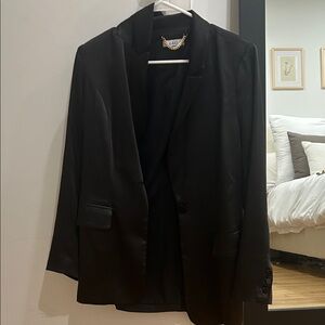 Black Satin Oversized Blazer